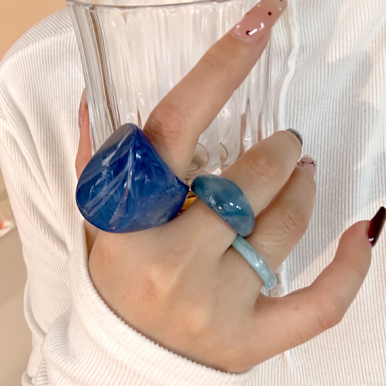 TEMU 3pcs Resin Rings, Suitable For Gifting And Daily Vacation Wear