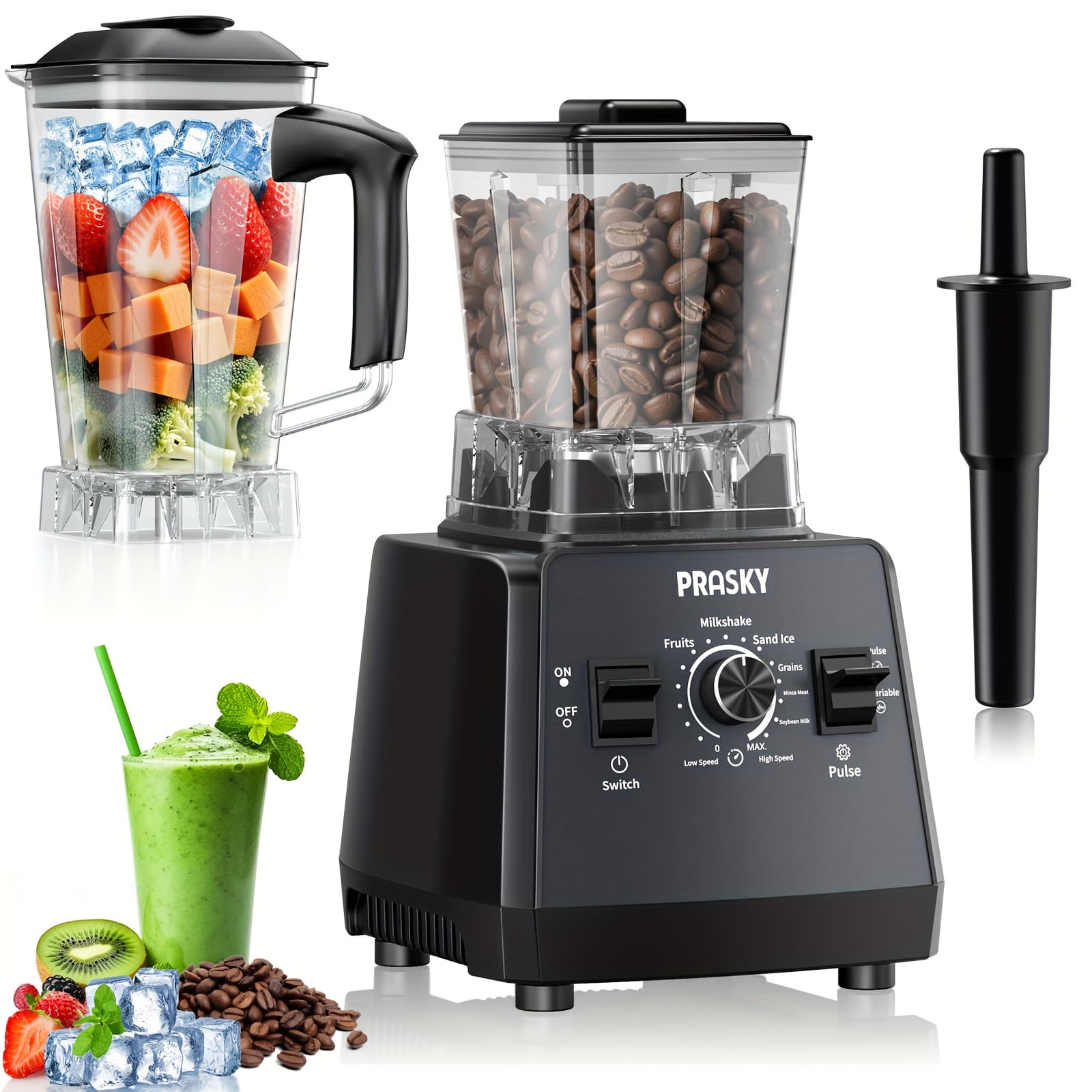 TEMU Blenders For Kitchen, Professional Blender, Smoothies Blenders, Powerful Blender And Grinder Combo 25000rpm 68oz Juice Container And Grinder Container Ice , Juice (optional Small Juicer)