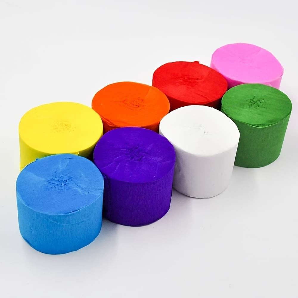 TEMU Crepe Paper Streamers | 1.8inch X 65ft Per Roll, , Party Backdrop Decor For Birthday, Shower, Wedding & Craft Supplies