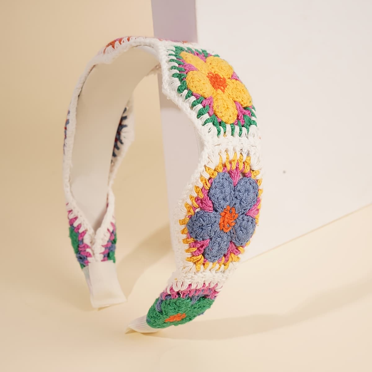 TEMU 1pc, Women's Knitted Headband Bohemian Retro Sweet Floral Headband Non-slip Hair Additions Versatile Headwear