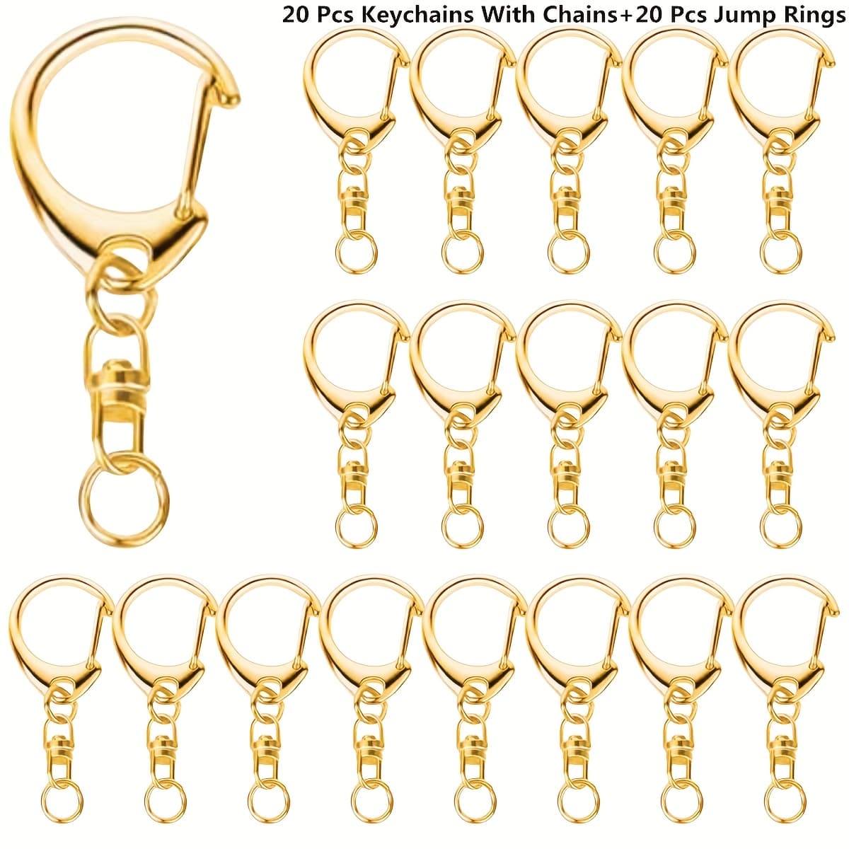 TEMU 40/60pcs Keychain Accessories, D-hook Lobster Chain Clips With Open Jump Ring Connectors, Metal Keychains With Chain Diy Keychain Hook Lanyard Crafts