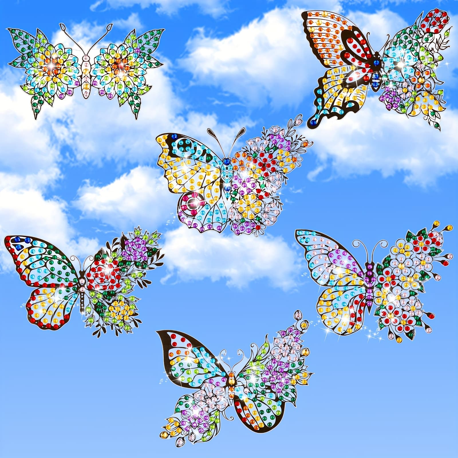 TEMU 6pcs Window Clings Diamond Painting Stained Glass Window Stickers Art Kits Painting Additions For Adults Adults Crafts Home Wall Decor Gifts