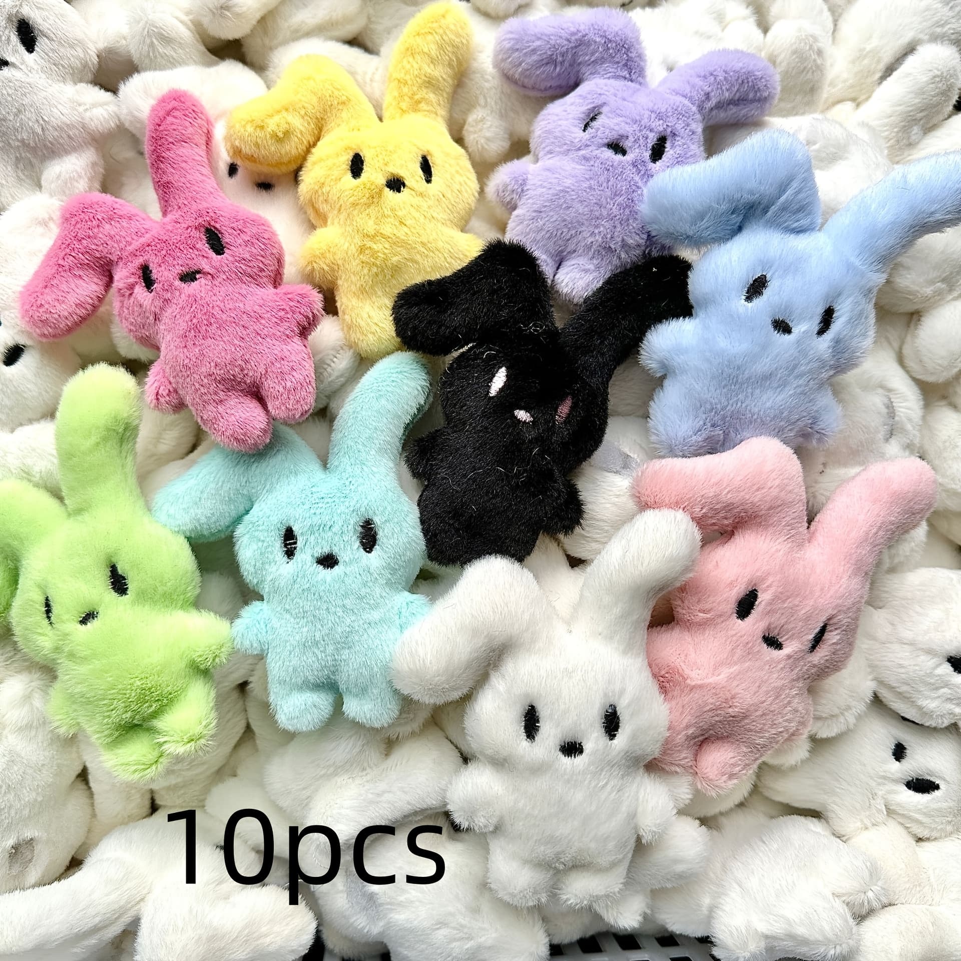 TEMU 10pcs Bunny Plush Keychain | Soft Cute Fluffy Pendant, Backpack Accessory, Ideal For Valentine's Day, Birthday, Christmas Gifts