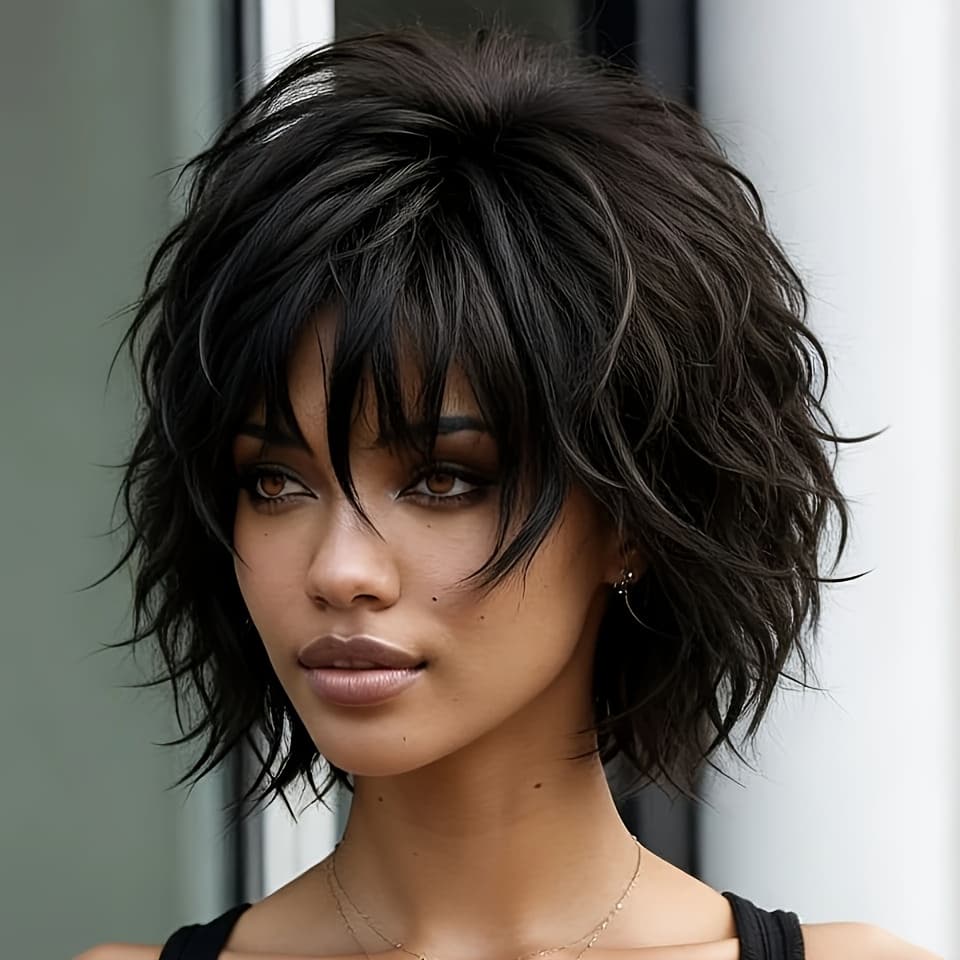 TEMU 8-inch Black Short Straight Wig For Women, Instantly Boosting Volume And Hair Density. Made Of High-temperature Resistant Synthetic Fiber, Suitable For Daily Wear, Carnival Parties And Styling