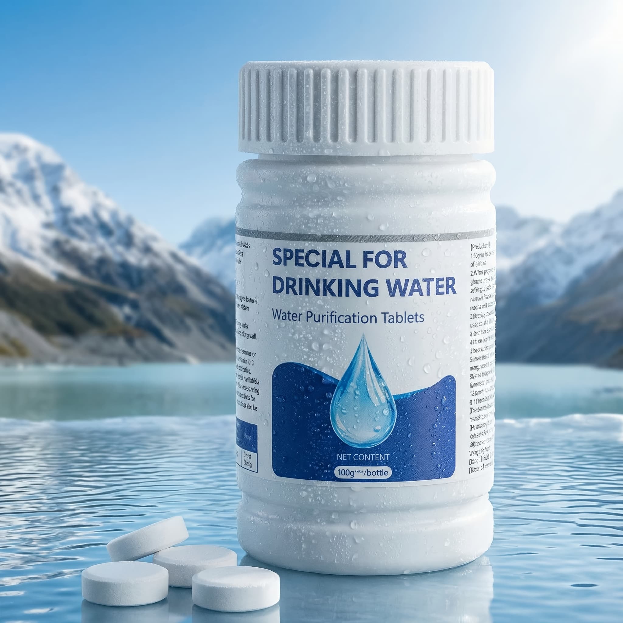 TEMU 100g Portable Water Purification Tablets In A Bottle | 1 Tablet Purifies 40l Of Water In , Ideal For Camping, Hiking, Emergency Survival And Outdoor Travel