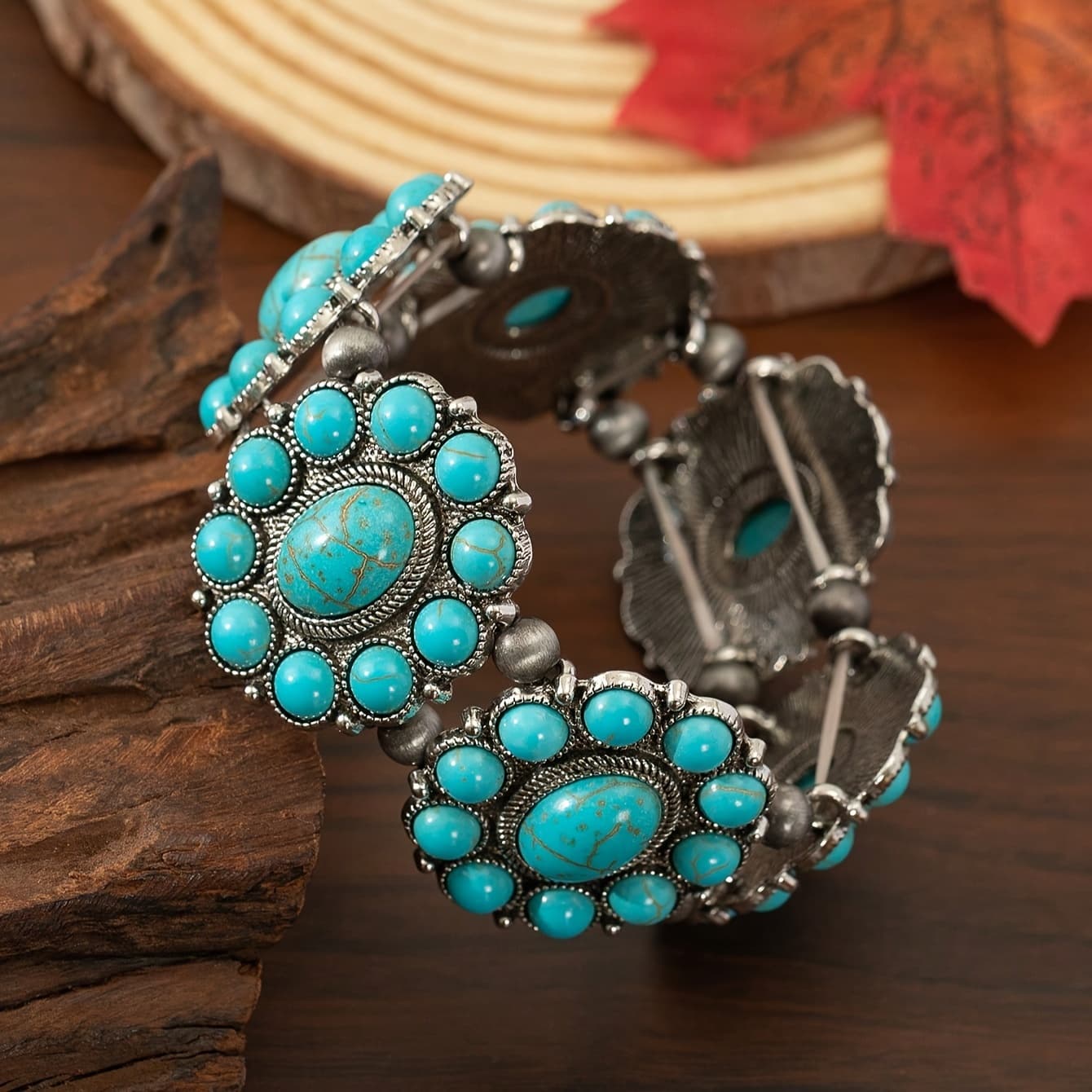 TEMU Boho- Beaded Stretch Bracelet For Women - Vintage Style, Alloy, Perfect For Casual Attire & Gifting