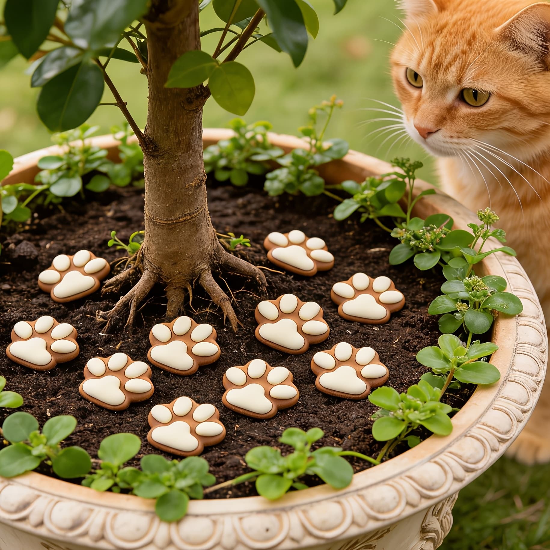 TEMU 18pcs, Cat Paw Shaped Stepping Stone Resin Garden Potted Plant Decorative Stone, Suitable For Garden Lawn Walkway Bonsai Decoration, Cat-loving