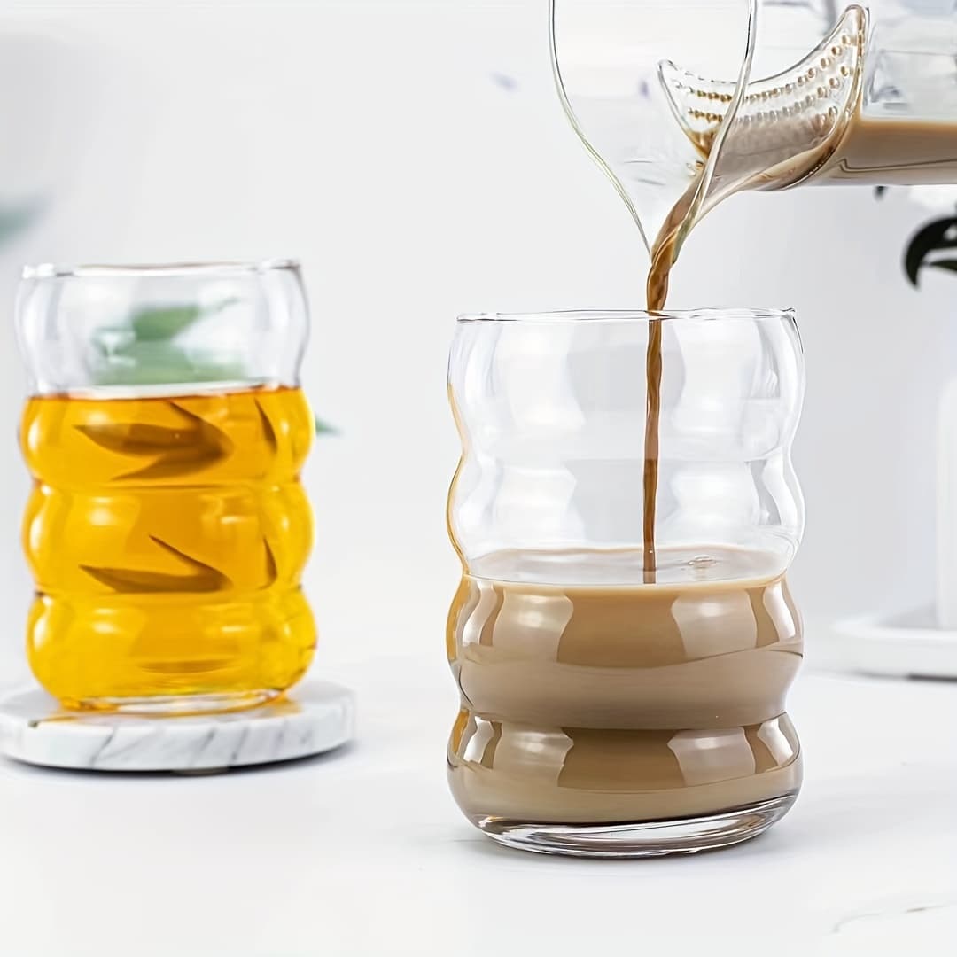 TEMU 1pc Glass Cup, 11.83oz, Hand Wash Only Multipurpose Iced Coffee/tea/juice/milk Glass For Use, Winter Drinks Glass