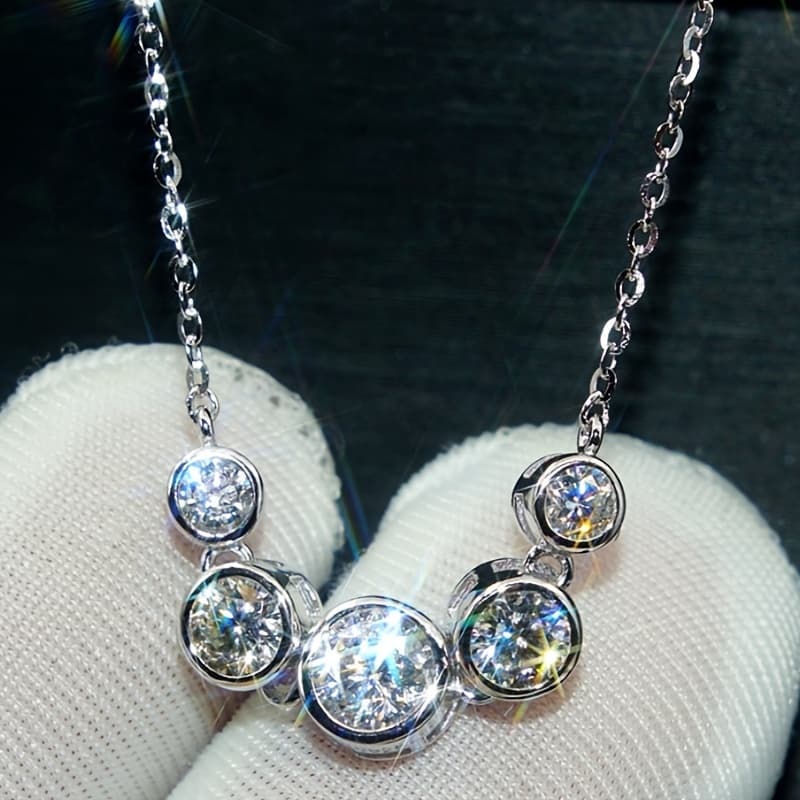 TEMU 1pc Women's Fashion Pendant Necklace Stone Zirconia Pendant Necklace Bride Wedding Engagement Wedding Necklace Banquet Jewelry Clavicle Chain