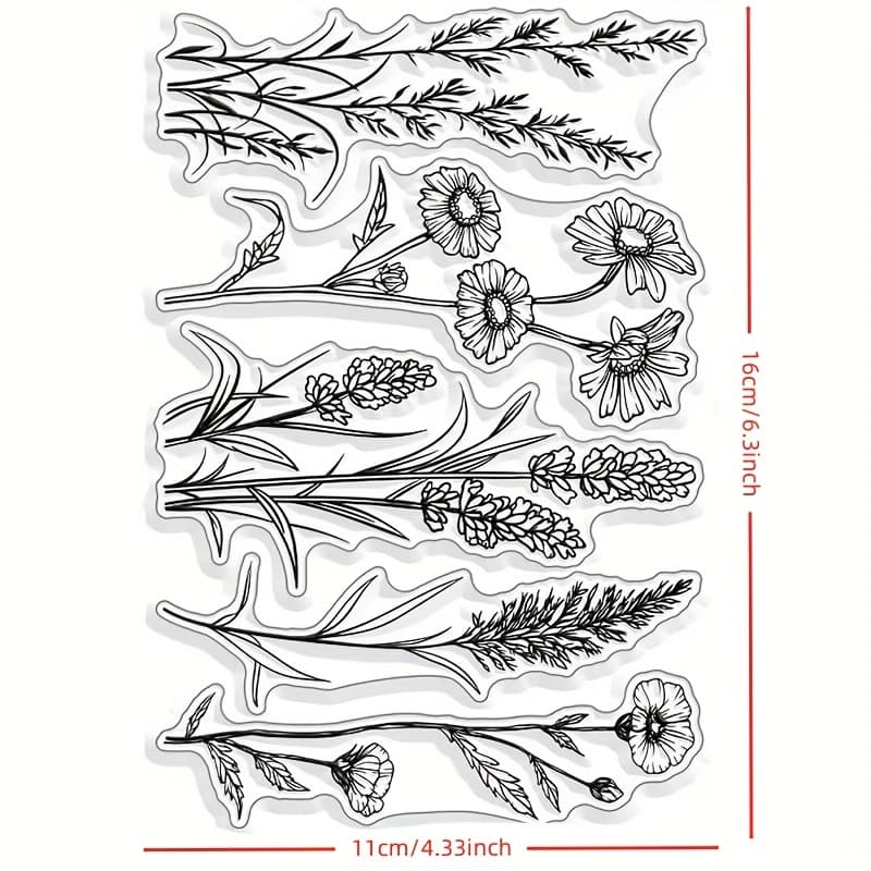 TEMU 1pc Flower Transparent Stamp, Plant For Card Making Diy Scrapbooking Photo Journal Album