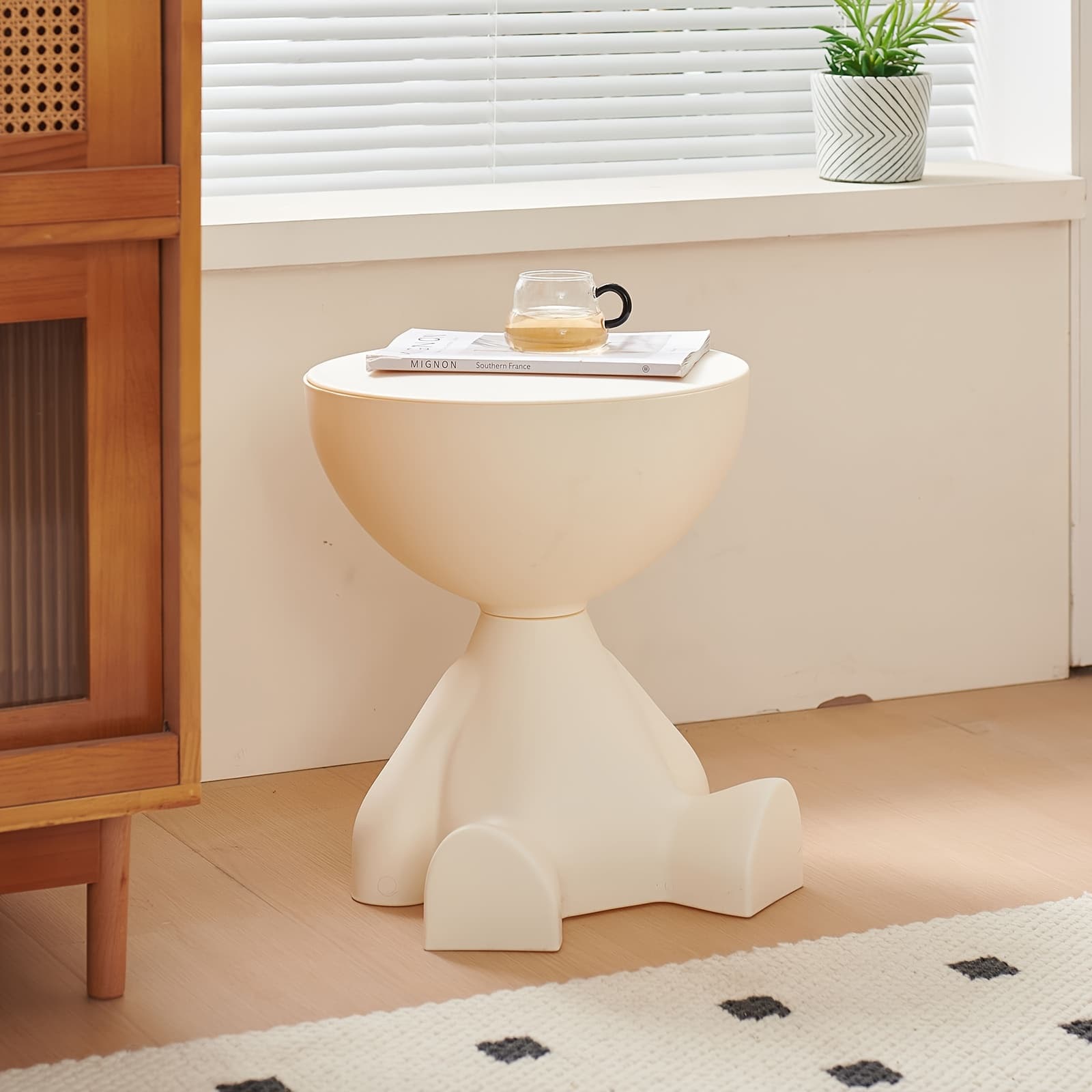 TEMU Simple Coffee Table, Multi-functional Room Storage Coffee Table, Pe Sofa Side Table, Cream Flat Coffee Table, Small Bedroom Side Table, Bedroom Nightstand (28*28cm)