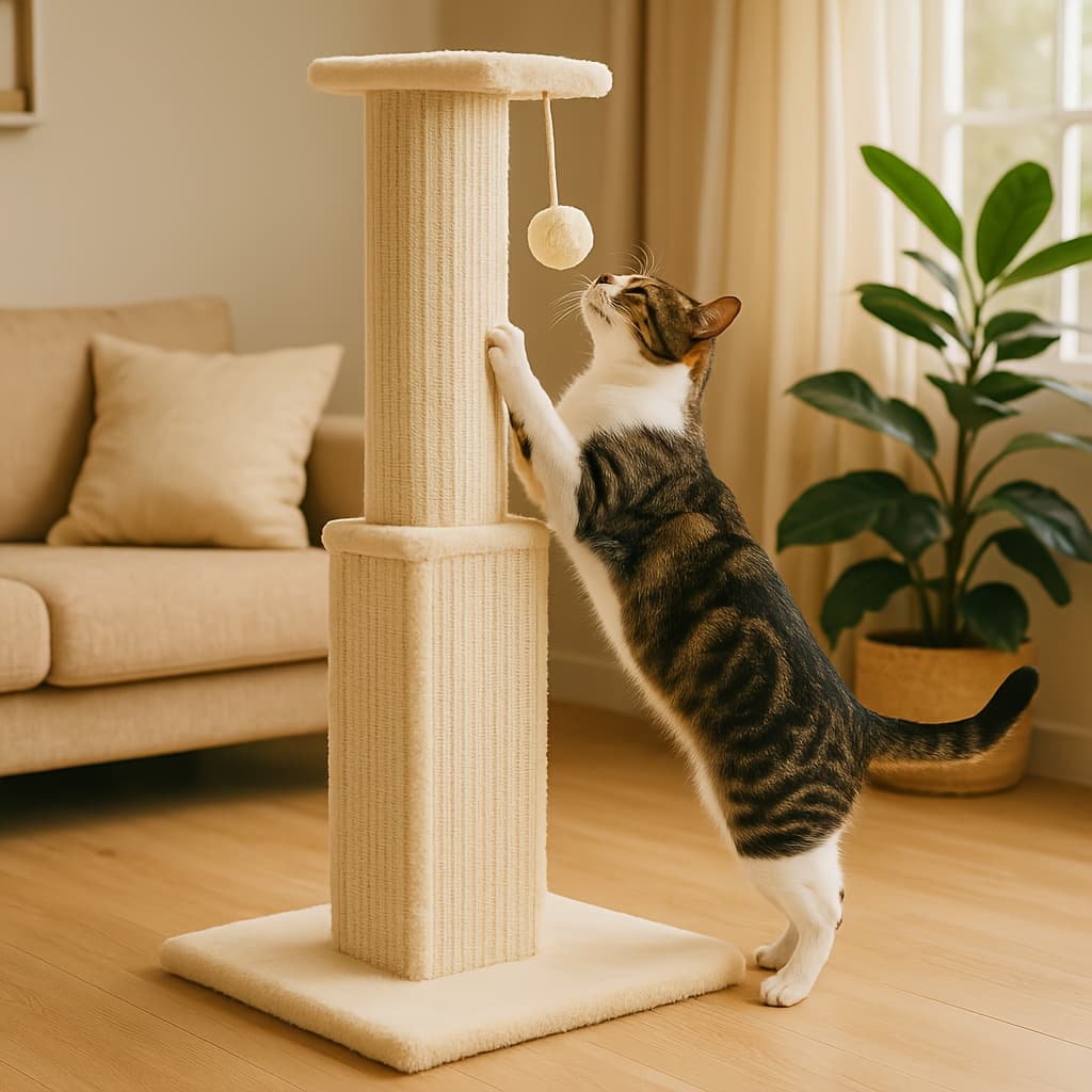 TEMU 18.9"/32" Cat Scratching Posts - Multi-tier Cat Towers For Cats, Sturdy And Reliable Cat Trees With Hanging Toys For Indoor Use, Offered In Grey And Black