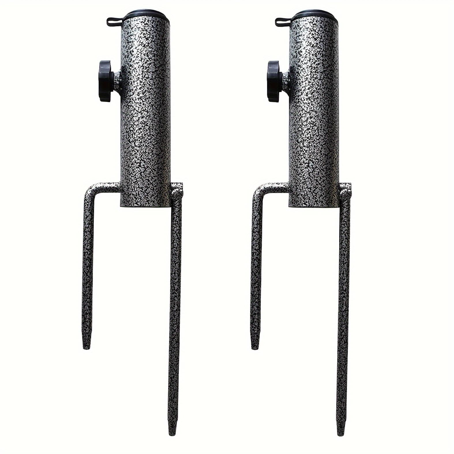 TEMU 2pcs Adjustable Portable Umbrella Base, 36cm Length Heavy Duty Ground Insert Steel Coating Umbrella Stand Base For 28-32mm Pole Umbrella Patio Beach Ground