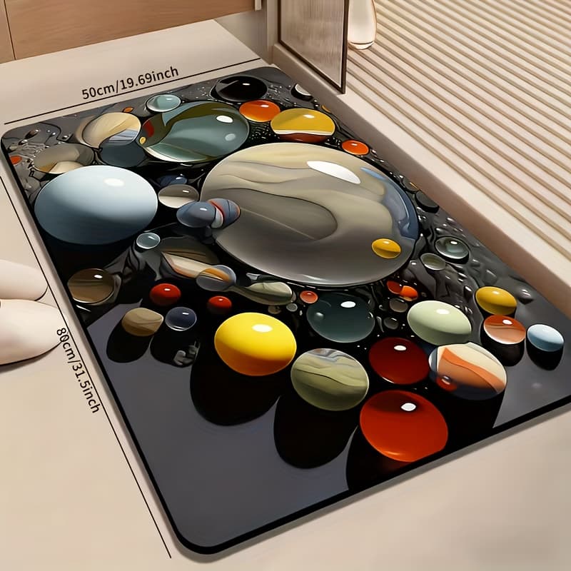 TEMU 1pc Fashionable Stone Texture Bathroom Anti-slip Mat, Bedroom Floor Mat, Designed With Mud Material, Quickly Absorbs Water And Is Easy To , Suitable For Bathrooms, Washrooms And Home Decoration