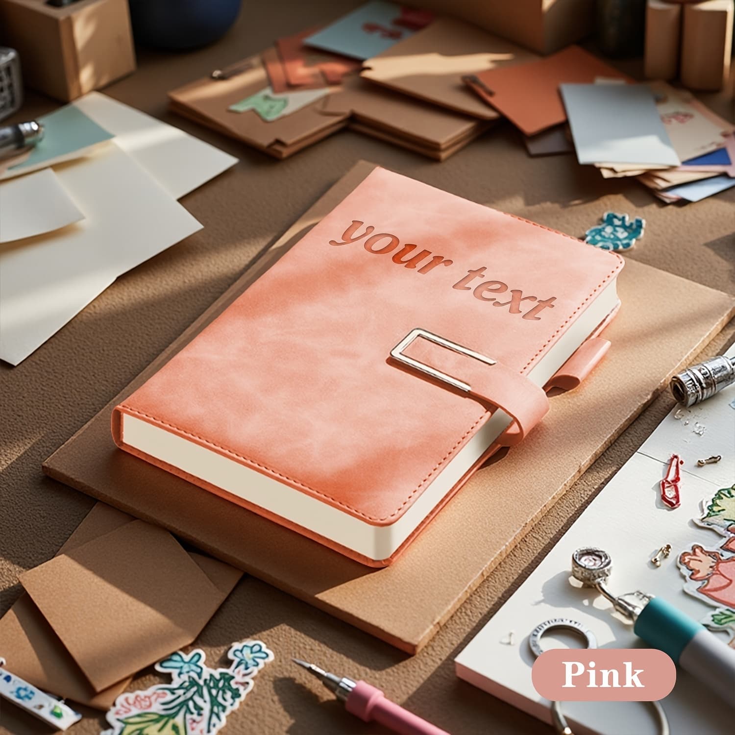 TEMU Luxury Pu Leather Binder Notebook With Binding & Bookmark - Elegant Cover, Page Book Suitable For Office, School, Graduation Gifts, Back-to-school & Professional Organization