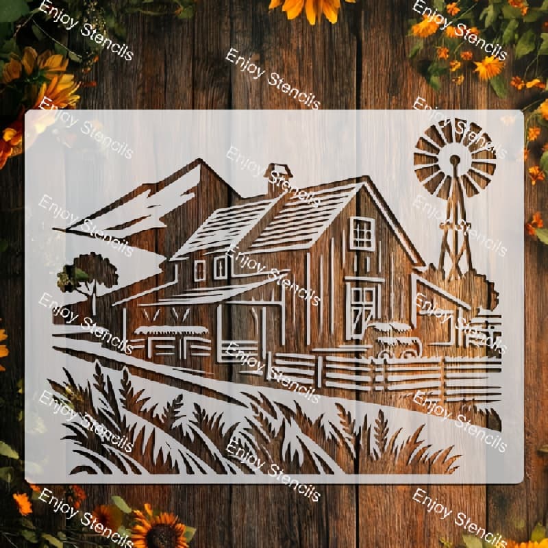 TEMU 1pc House Stencil - 11.02 X 8.27 Inches - Reusable Painting Template - Suitable For Paper, Canvas, Clothes, Frames, Pillows, Etc