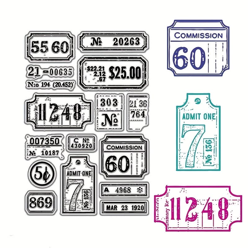 TEMU 1pc Of Transparent Stamp With Vintage Number Patterns, Suitable For Card Making, Handmade Collages, And