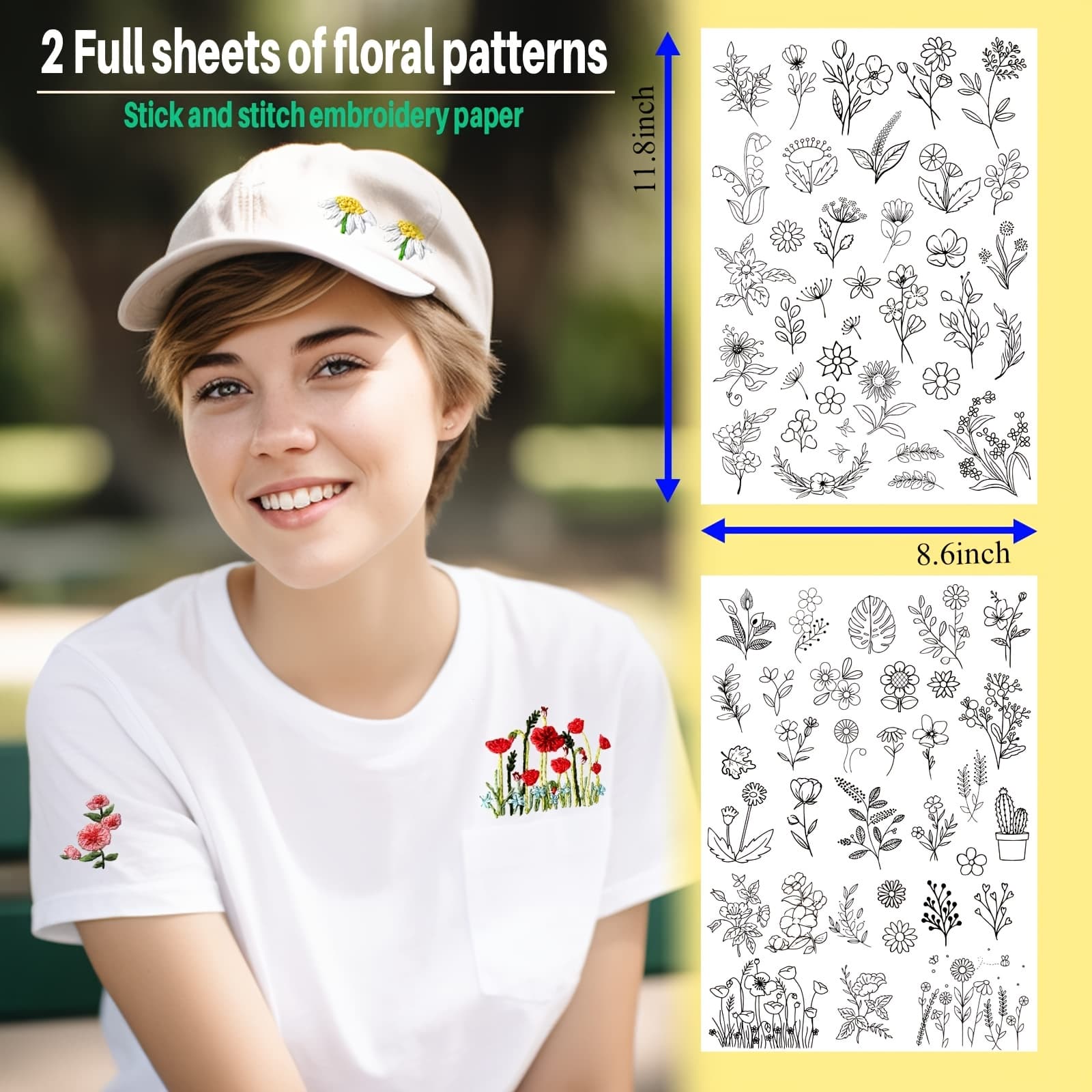 TEMU 2d Flat 72pcs Small Flower Pattern Embroidery Stickers, Self-adhesive Water-soluble Non-woven Fabric, Free Cutting, Diy Embroidery Helper For Clothing