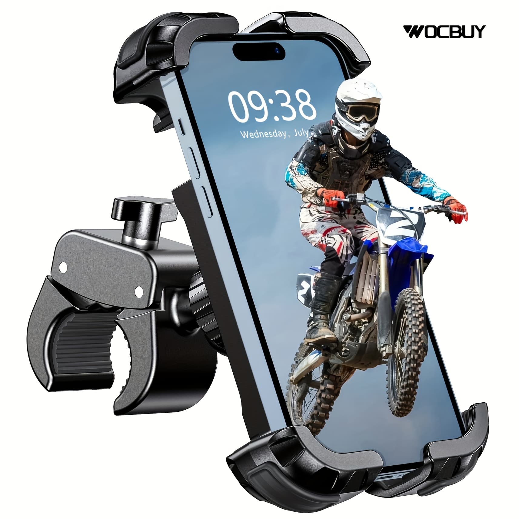 TEMU Wocbuy Secure Bike & Motorcycle Phone Mount - 360° Rotatable Handlebar Holder, Quick Lock Design, Fits 4.7-6.8" Phones, Upgrade, Protection