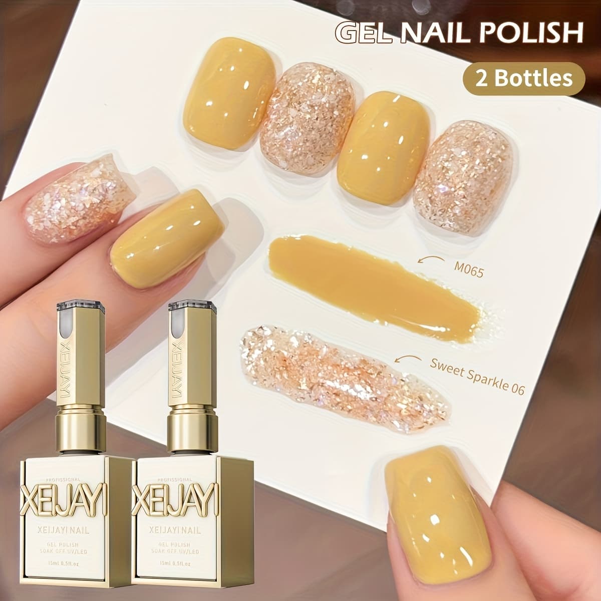 TEMU Glitter Nail Trend 2025 Holographic Nail Glitter Manicure 2pcs Set 15ml Magnetic Nail Gel Soak Led Gel Salon Women's Nail Art Tools Gel