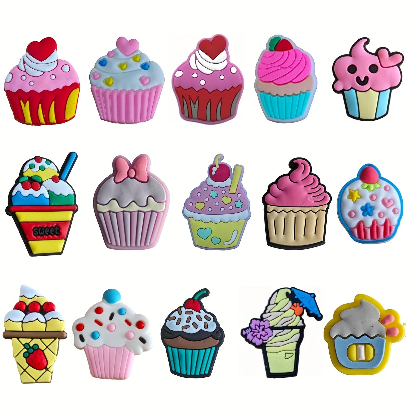 TEMU 15pcs Cake Shoe Charms - Cute Decorations For, Slides And Sandals - Unisex Fun Accessory Perfect For Adults, Colorful Gift Set For Christmas And Birthdays