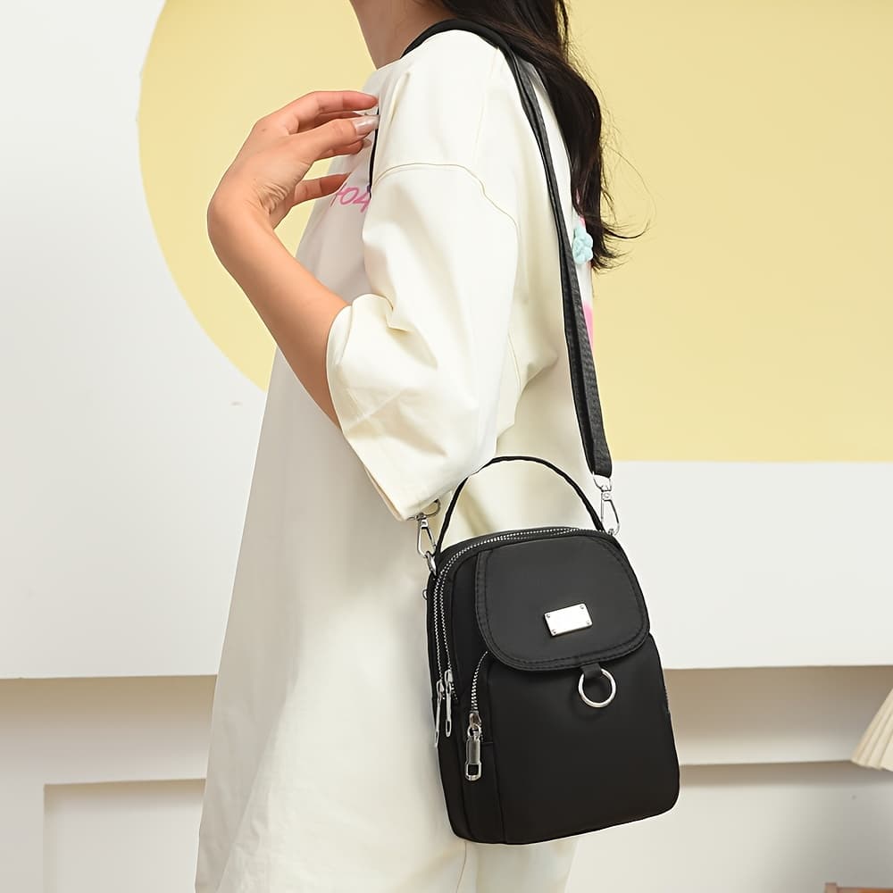 TEMU High Quality Durable Nylon Female Bag Fashion 3 Layers Women Shoulder Bag Shopping Phone Bag