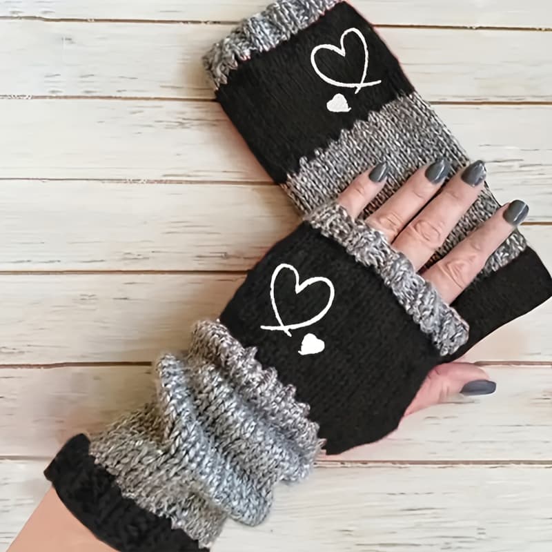 TEMU Fingerless Gloves, Women's Arm Warmers, Wrist Warmers, Mittens, Heart Embroidery Gloves