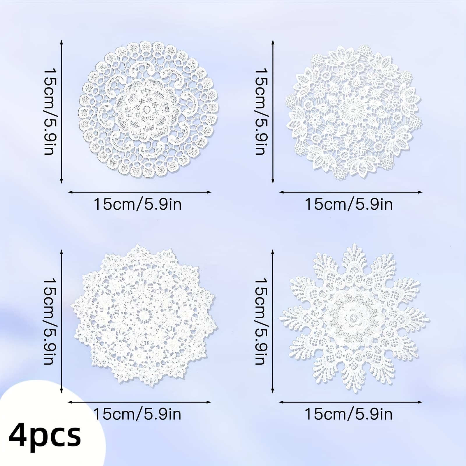 TEMU Set Of 4 Lace Embroidered Coasters, Vintage White Crochet Placemats, Suitable For Weddings, Dining Rooms, And Tabletop Decorations