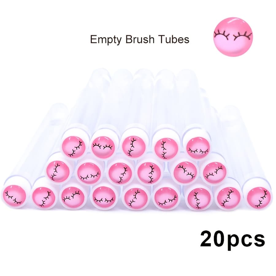 TEMU 20pcs Eyelash Extension Empty Tubes Dust-proof Lash Brush Mascara Wands Container Reusable Lash Eyebrow Brush Case Grafting Lash Spoolie Organizor Tubes Lash Tools Set