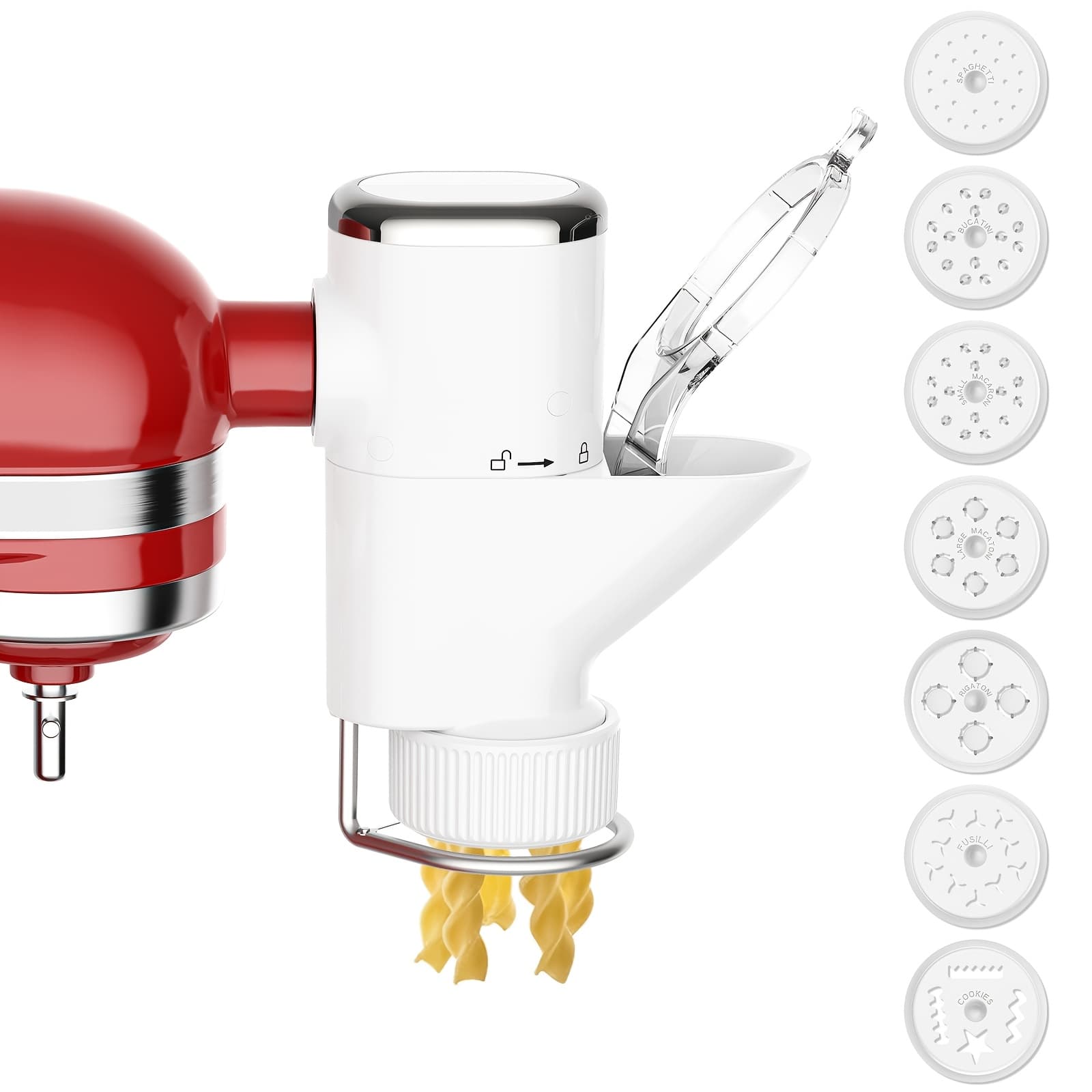 TEMU Attachment For Stand Mixers - 7 Interchangeable Plates, Manual Crank, Durable Plastic & Metal Construction, For Homemade Spaghetti, , - Easy-clean Kitchen & Dining Accessories