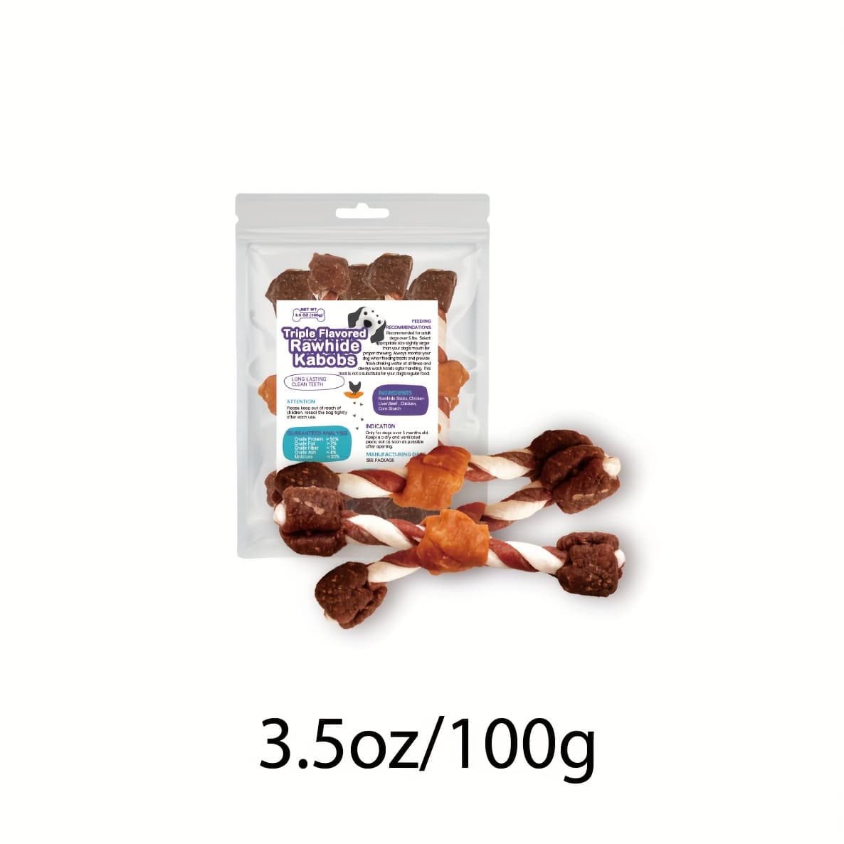 TEMU Triple Flavored Dog Treats, Made With , Chicken And Chicken Liver, Healthy, , Long Lasting, And High Protein, Dog Chews