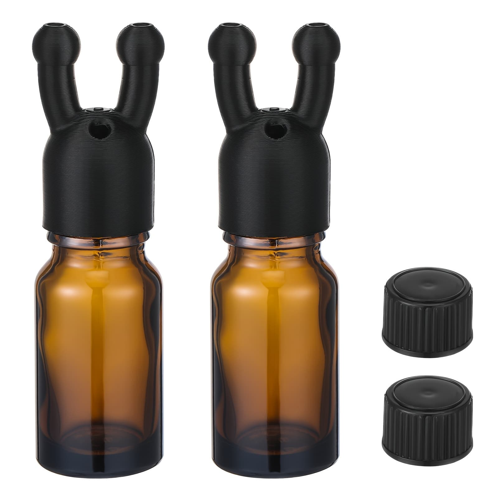 TEMU 2 Pack Essential Oil Inhaler Leakproof Double Hole Nasal Inhaler Inhaling Mini Perfume Dispenser Bottle For Enhances Inhalant Adults (black)
