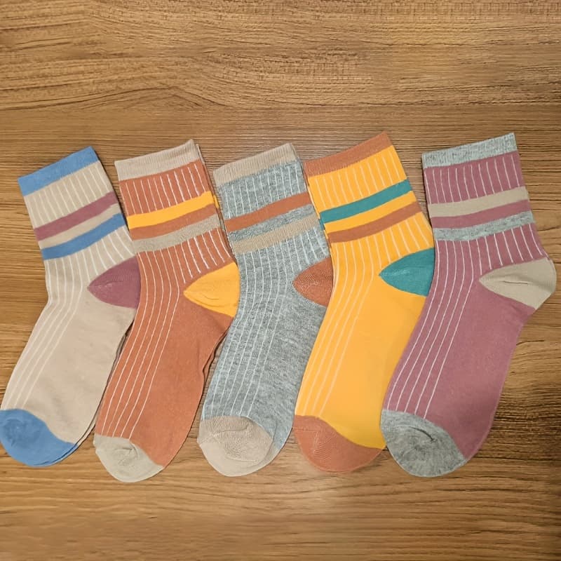 TEMU 5 Pairs Of Over-the-knee Multicolor Socks