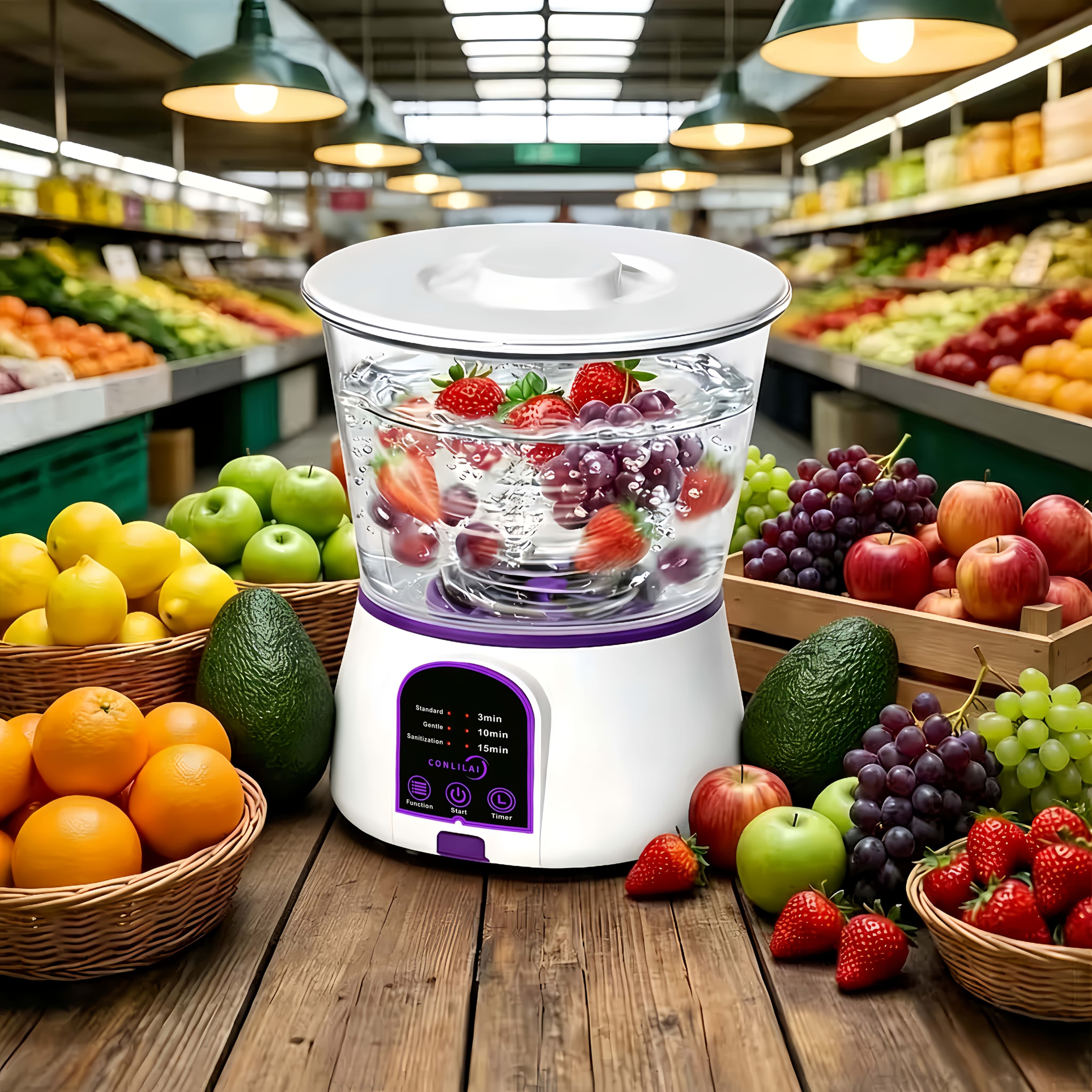 TEMU Portable Usb Charging Fruit And Vegetable Cleaning Machine, Used For Cleaning Fruits And Vegetables. A Gift For Mom . Fruit And Vegetable Purifier. Made Of High-quality Materials. To Family