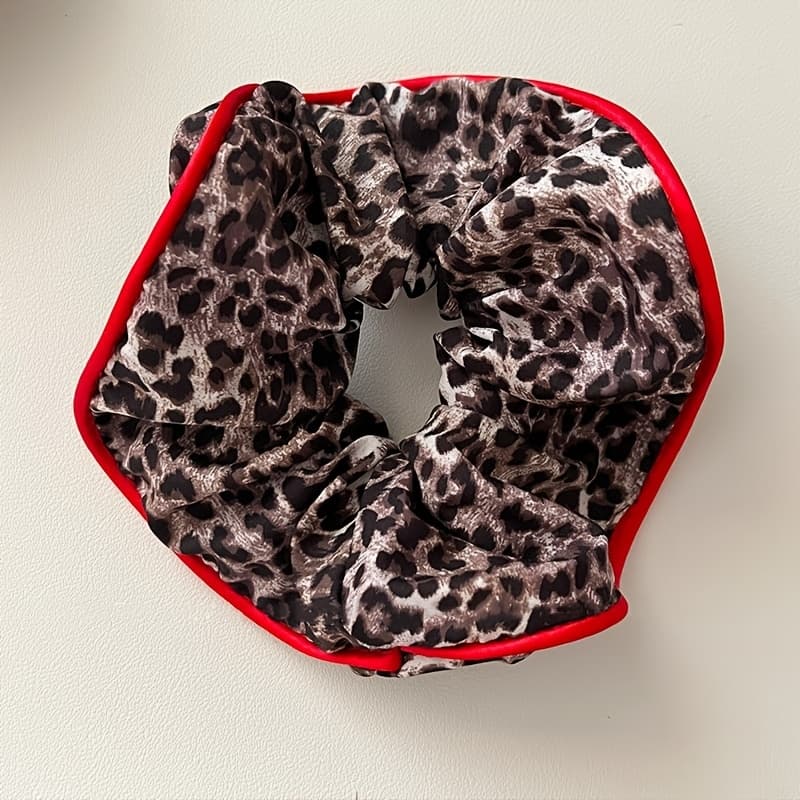 TEMU 1pc Retro Leopard Print Scrunchie, Women's Versatile Everyday Hair Additions Headwear, Suitable For Ponytails And Buns