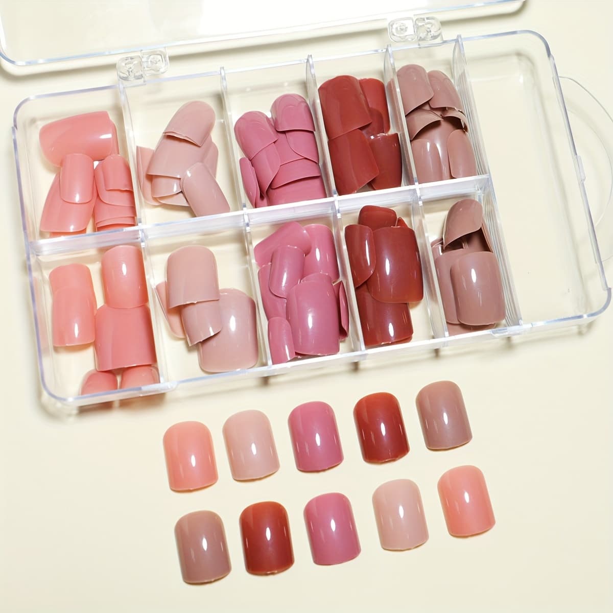 TEMU 120pcs Vibrant Pink-purple Medium Square Acrylic Nail Tips - Easy Diy Manicure, 5 Trendy Shades