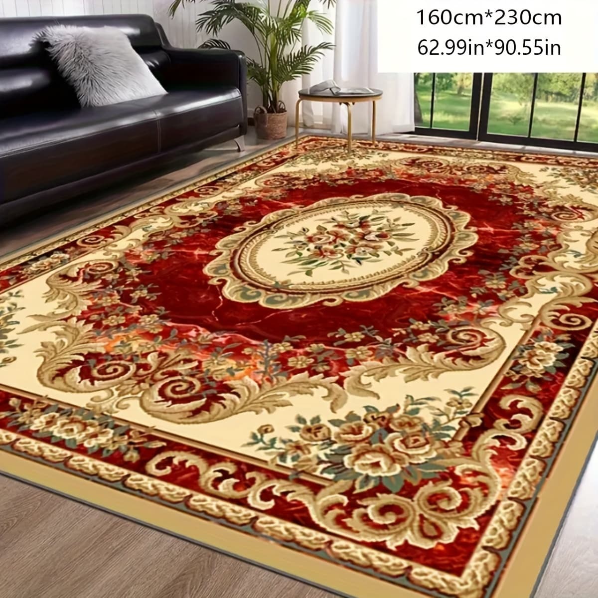 TEMU 1 Piece Of Red Imitation Cashmere Rug Anti-slip And Washable, Suitable For Home Decoration Room, Bedroom, Dining Area, For Home Office, Basement, And Outdoor Camping