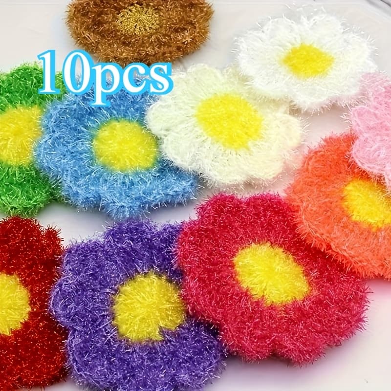 TEMU 10-pack Sunflower-shaped Kitchen Cleaning Sponges - Soft, Non-sticky, And Easy-to-clean Kitchen Sponges Suitable For Washing Dishes And Cookware.