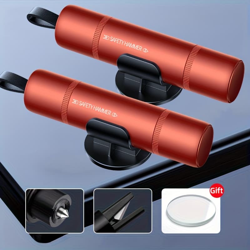 TEMU 2 Pack Car Safety Hammer, Window Breaker And Seatbelt Cutter With Lens Emergency Escape Tool