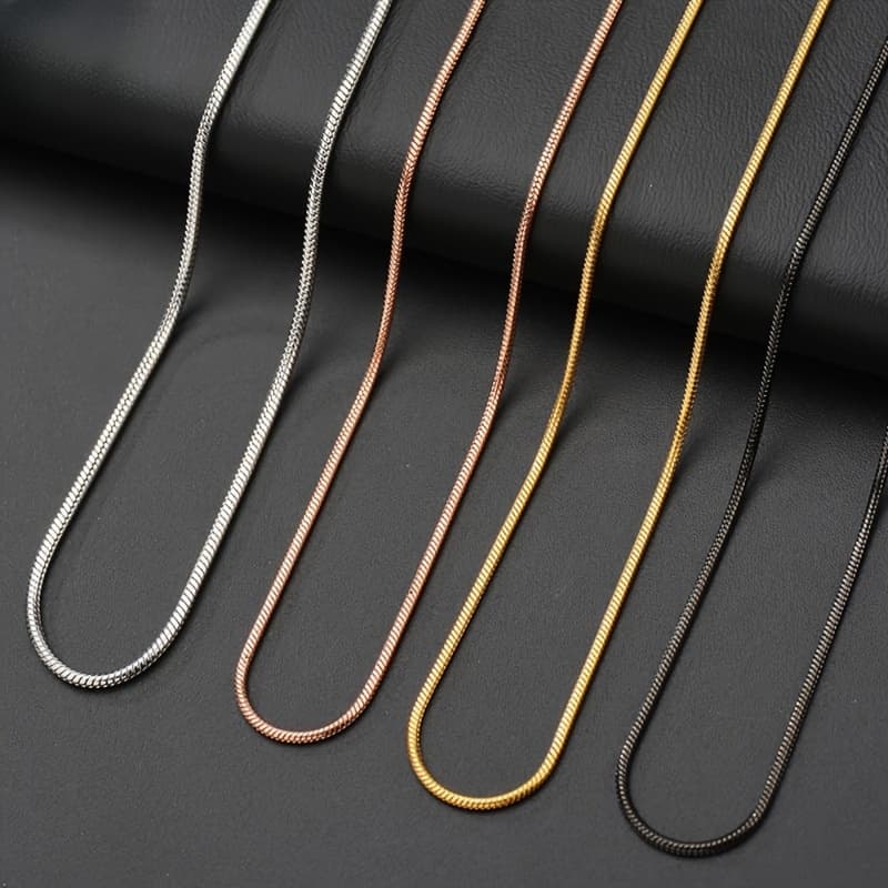 TEMU 4pcs/set 304 304 304 Stainless Steel Snake Bone Chain Necklace - Lustrousgolden Electroplated, Fashionable Couples Accessory For Women -durable & Trend-setting Jewelry