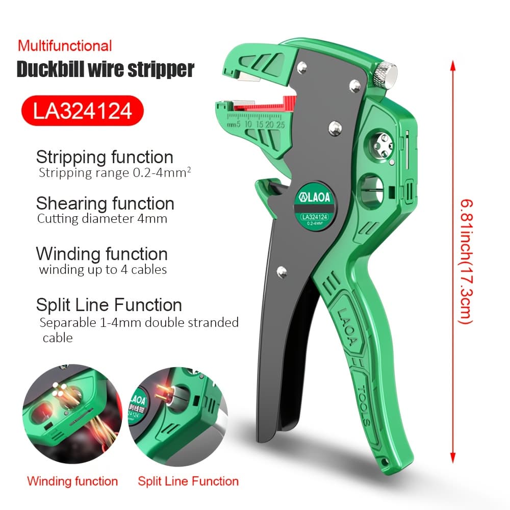 TEMU Laoa Wire Strippers, Duckbill Wire Strippers, Set Stripping/ Winding/ Cutting/ Splitting Wires In One, The Of 1 Pliers 4 Functions, Fast Stripping Without Damaging Wire Strippers