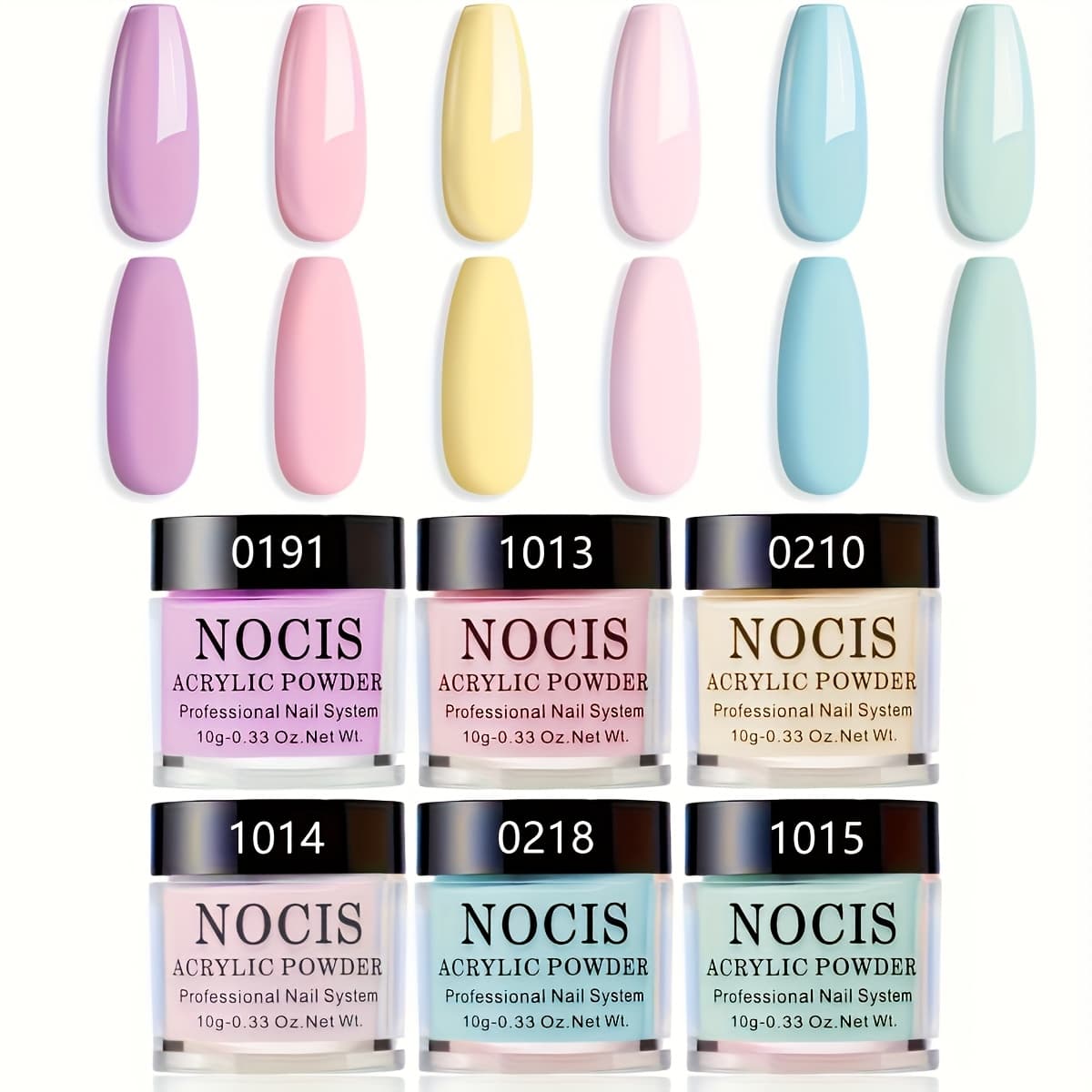 TEMU Dip Powder Nail Kit, 6 Colors Purple Blue Macaron Pastel Dipping Powder Liquid Set Base&top For French Nail Diy Manicure Starter Kit.