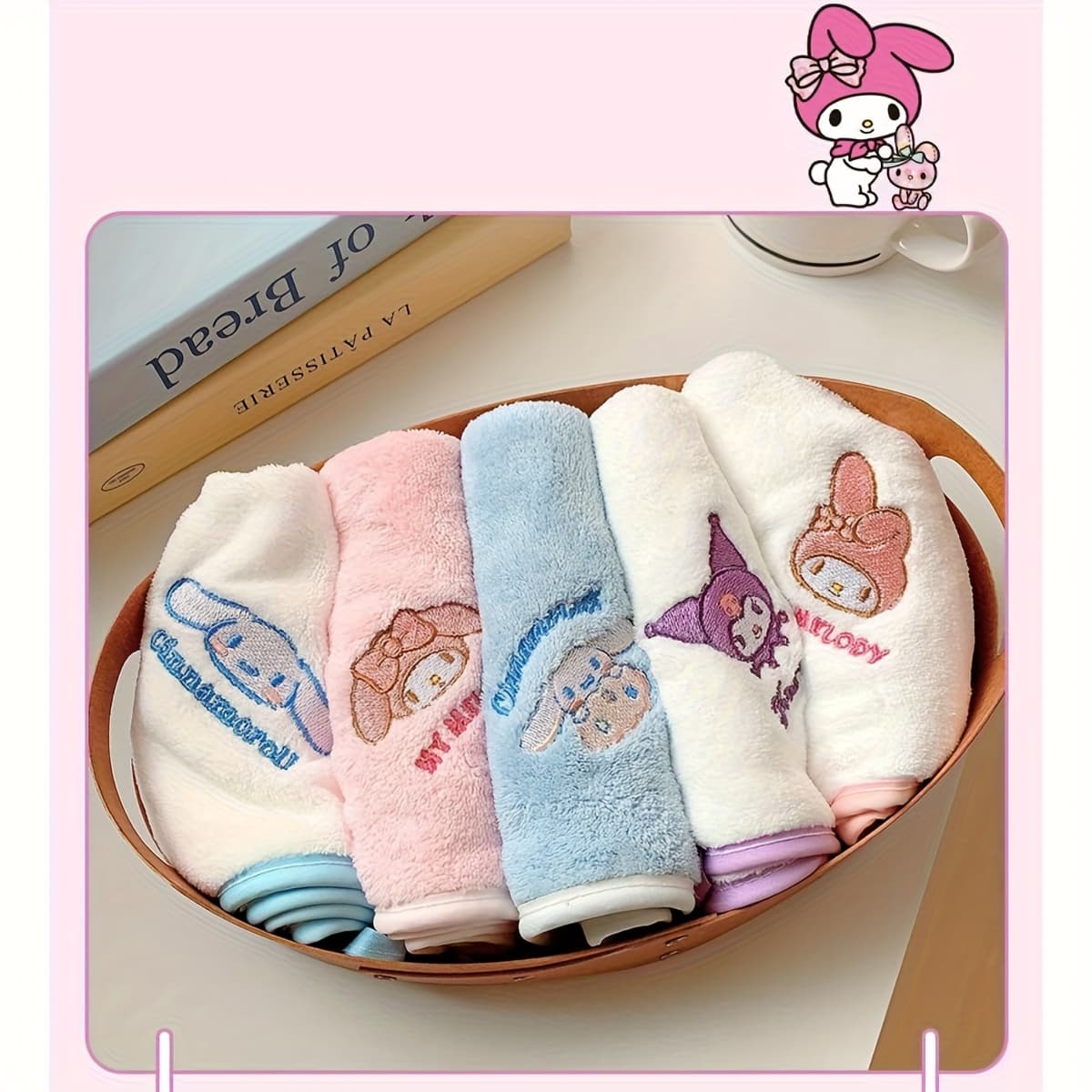TEMU Wash Cloth Towel Hand Towel Square Cartoon Embroidered Five-pack Facial Towel Hanging Towel