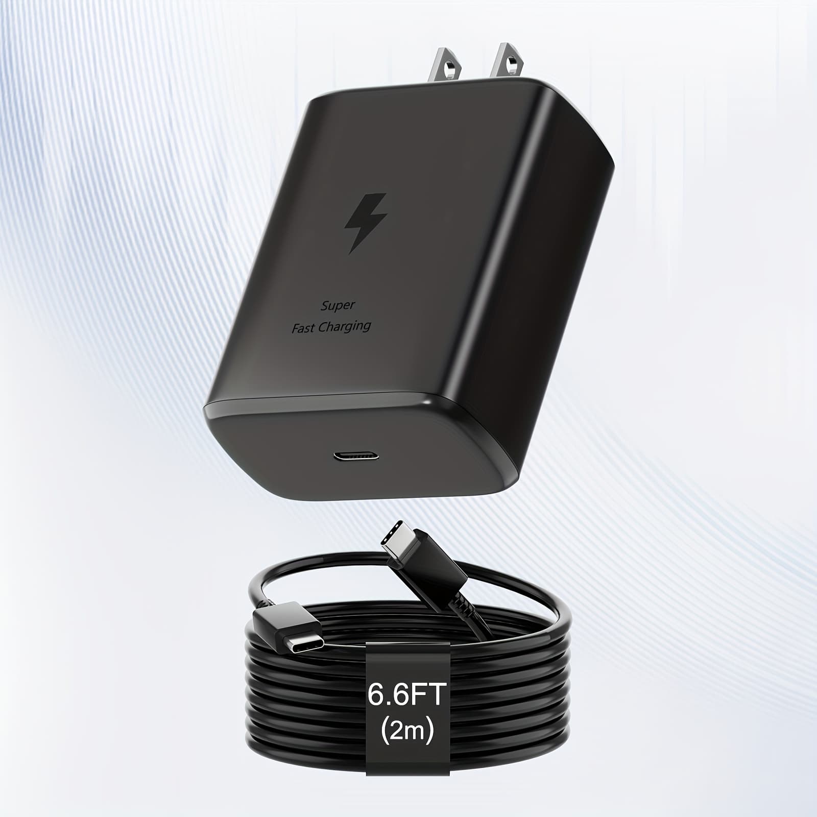 TEMU 45w Super Fast Charger With 6.6ft Cable, Usb C Pd Wall Charger Block For S25/ S24/ & 16/ 15 Pro , Fast Charging Adapter