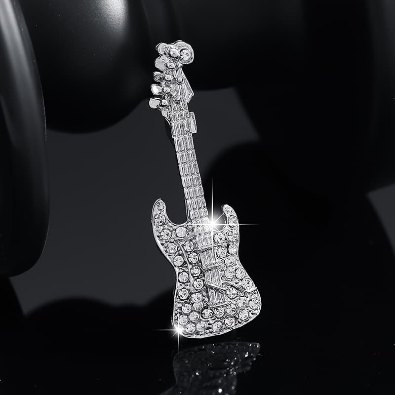 TEMU A Stylish Guitar Brooch That Exudes A Sense Of Luxury And , Suitable For Men And Women As A Minimalist Fashion Accessory