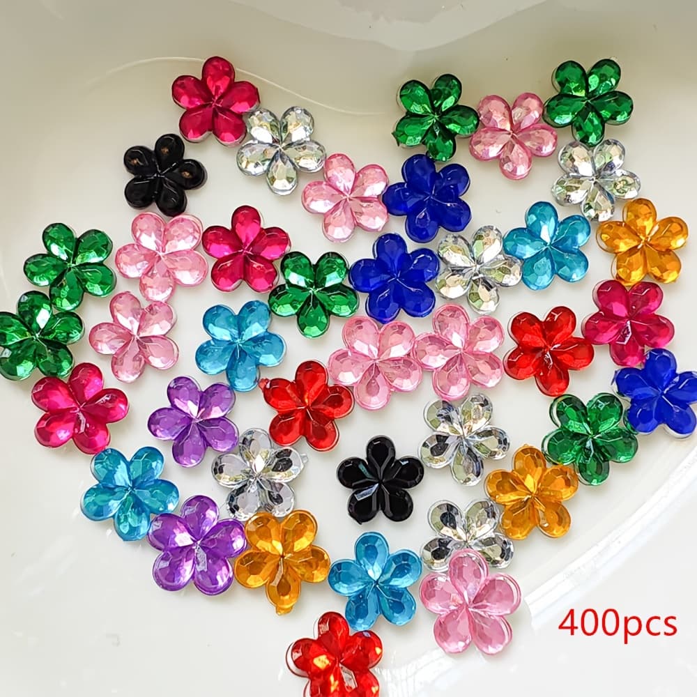 TEMU 400/1300pcs 0.6cm/0.23inch Random Acrylic 5 Petal Flower Colored Mirror , Shoes, Hats, Mobile Phones, Nail Additions