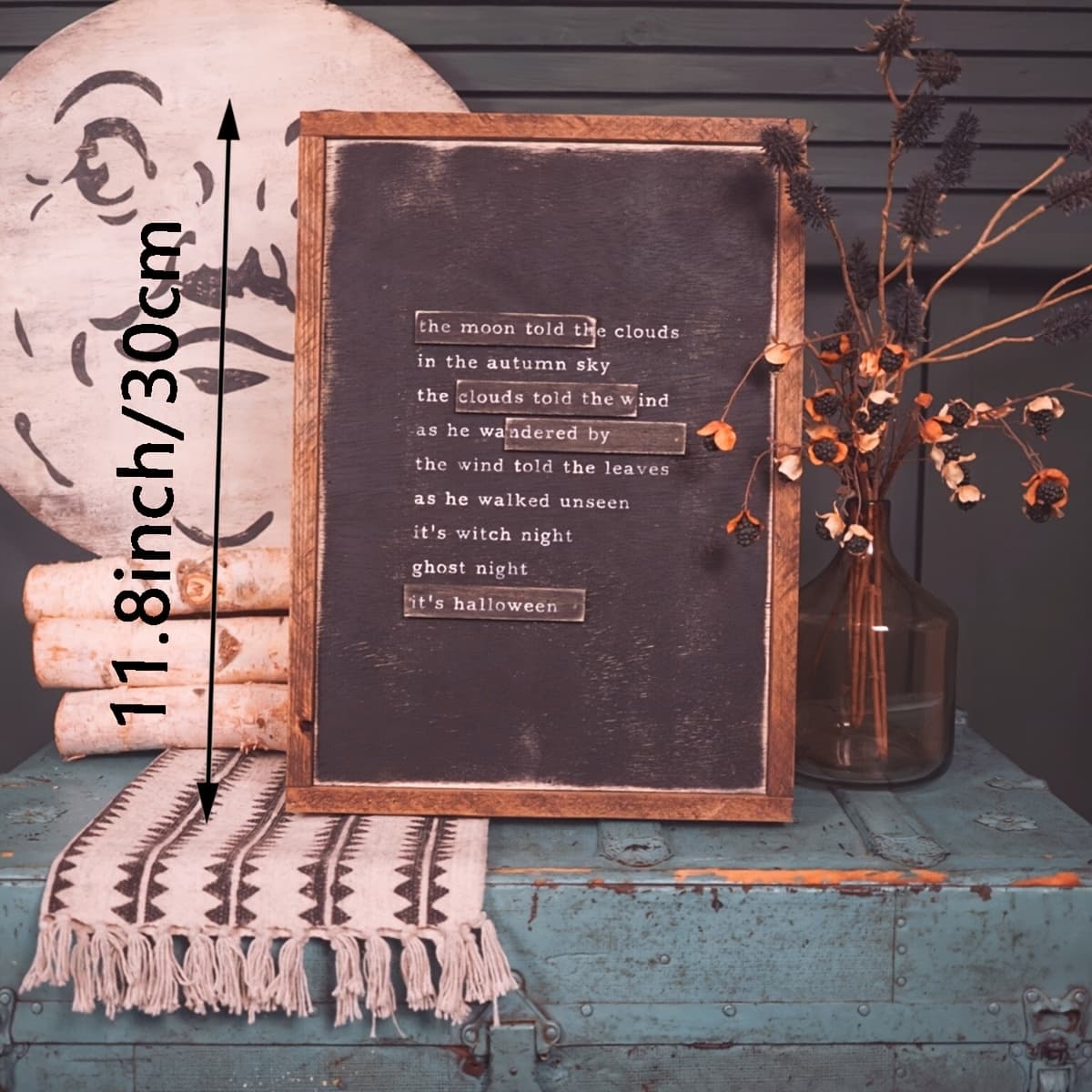 TEMU Vintage Halloween Poem, Rustic Home Decor, Rustic Halloween Decor, Vintage Halloween, Retro , Fall Decor, Vintage Sign, Halloween Decor, Halloween Decorations Indoor