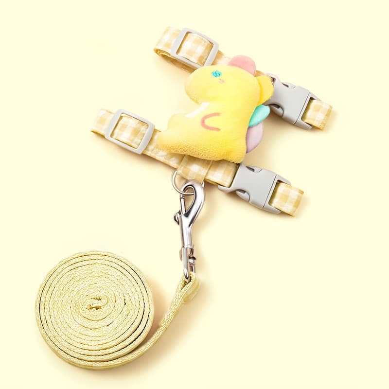 TEMU Escape-proof Cat Leash Set, Adjustable Soft Cat Harness, Suitable For Comfortable Outdoor Wear With Little Dinosaur Decoration