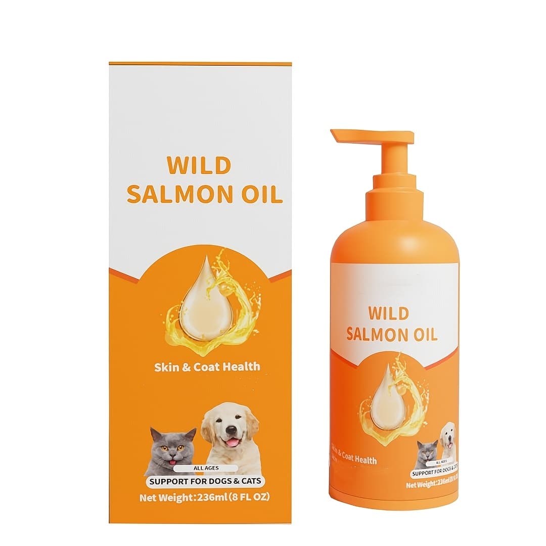 TEMU 8fl.oz Premium Salmon Pet Oil With Epa & Dha - , Eyes Bright, Coat Health For , Ideal For All Ages & Breeds, Works With Wet Or Dry Food, Salmon Oil For Dogs