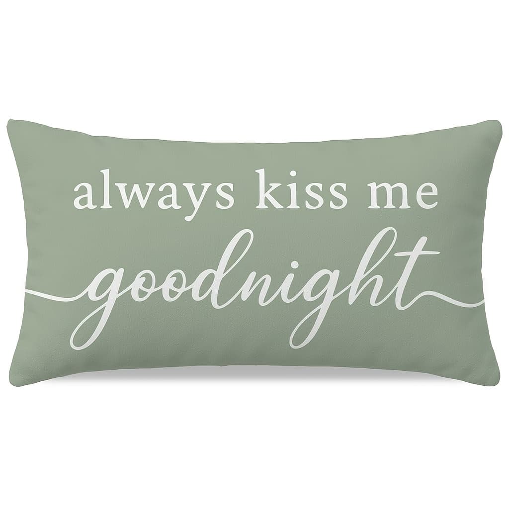 TEMU 1pc Throw Pillow Cover - Sage Green Lumbar Suitable For Bed Sofa, Romantic Wedding Anniversary Gift, Single-sided Cover (no Insert) With Zipper Closure, Machine Washable Home Decor For Couples